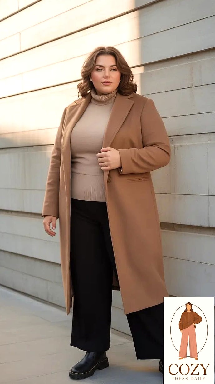 24 Plus Size Looks For Winter That Are Absolutely Stunning 15 The All-Camel Monochrome Moment