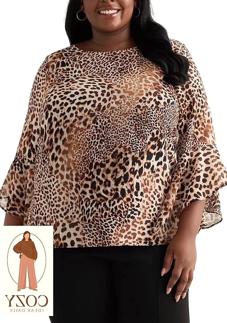 Animal Print Blouse With Black Trousers