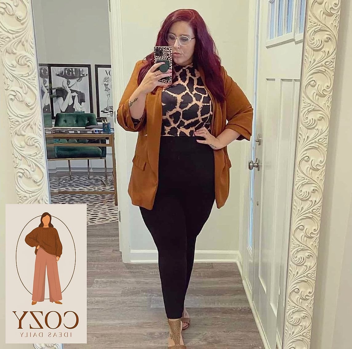 Animal Print Blouse Under a Blazer