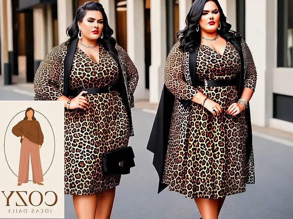 24 Plus Size Looks For Winter That Are Absolutely Stunning 12 The Animal Print Midi Skirt With a Chunky Sweater