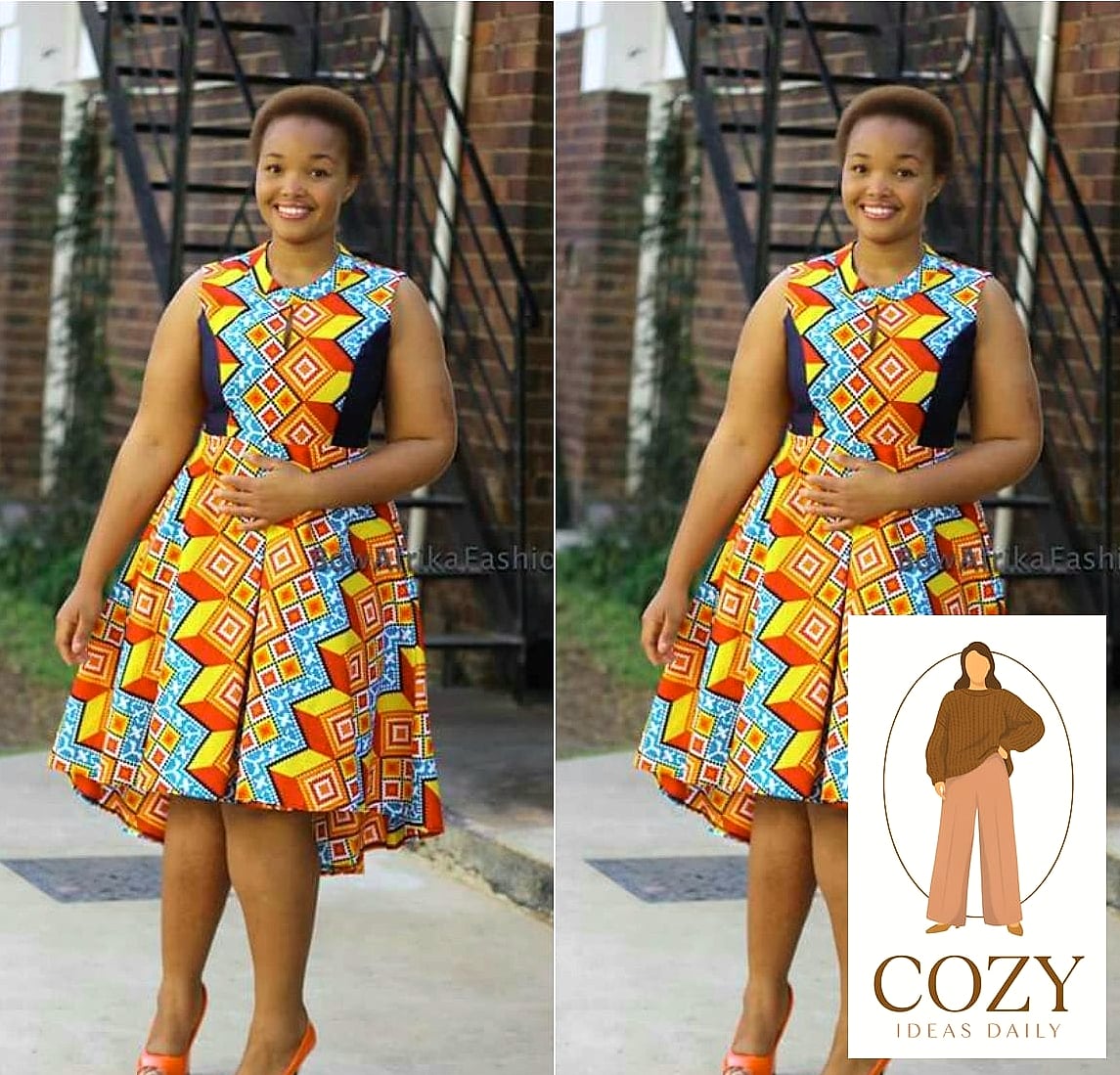 Ankara Print Maxi Dress With Side Slit