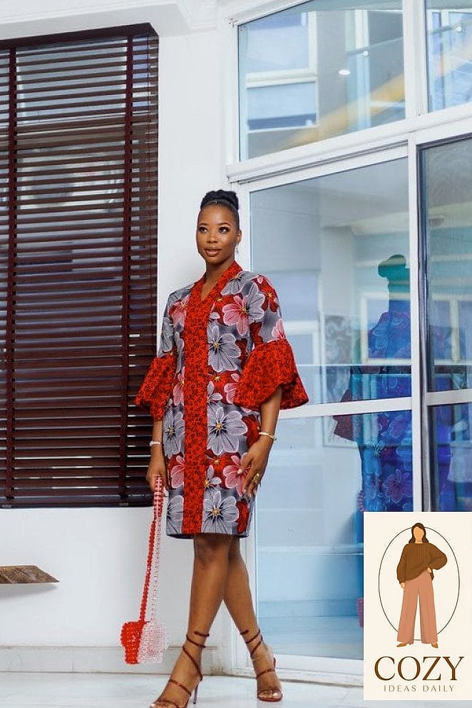 Ankara Print Cold Shoulder Dress
