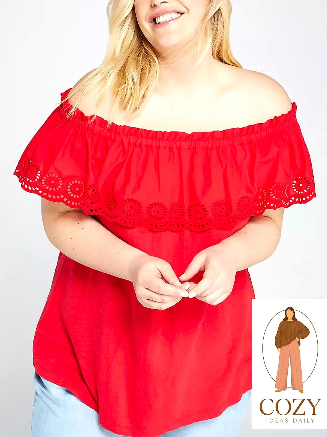 Bardot Top With Straight-Leg Jeans