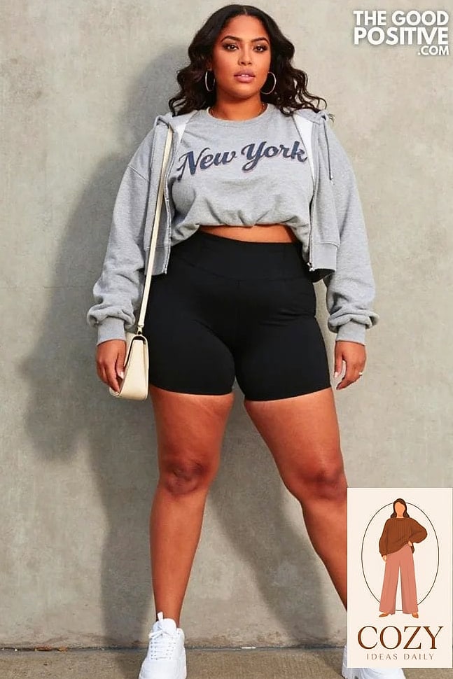 Biker Shorts and Cropped Hoodie