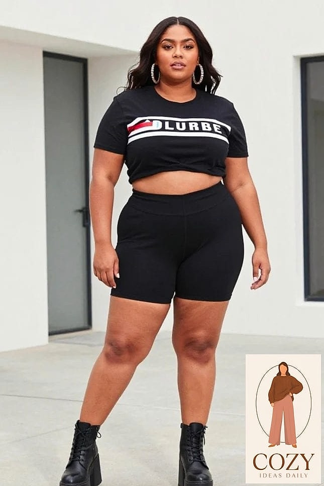 28 Plus Size Curvy Outfits That Will Transform Your Look 12 Biker Shorts and an Oversized Hoodie