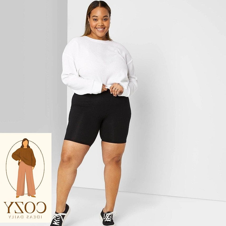 Biker Shorts Under an Oversized Sweater