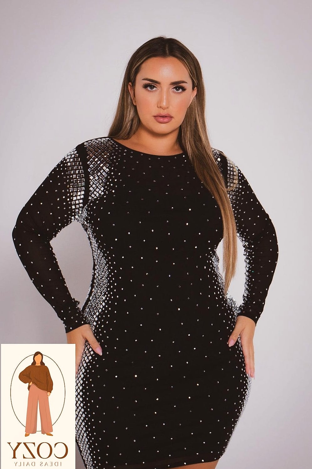 Bodycon Dress with a Statement Coat