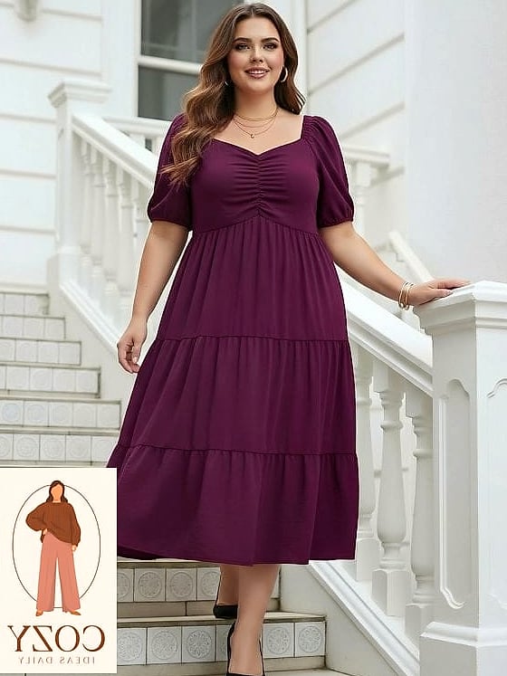 The Burgundy Midi With Puff Sleeves