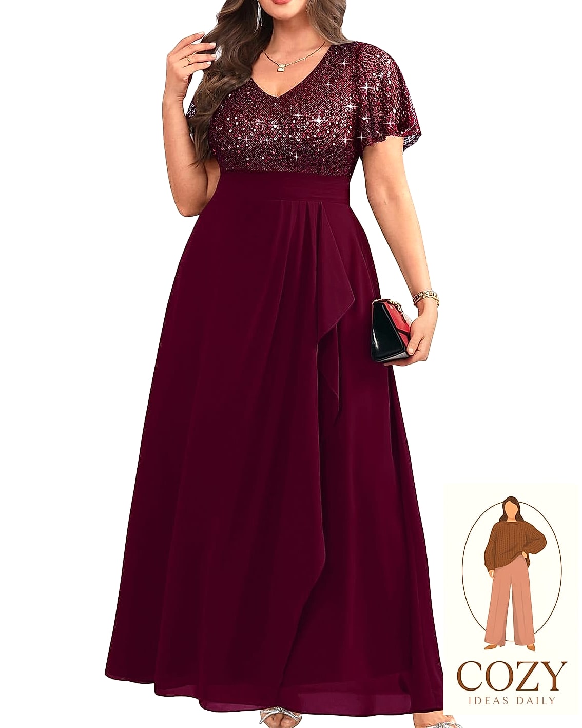 Burgundy Off-the-Shoulder Midi