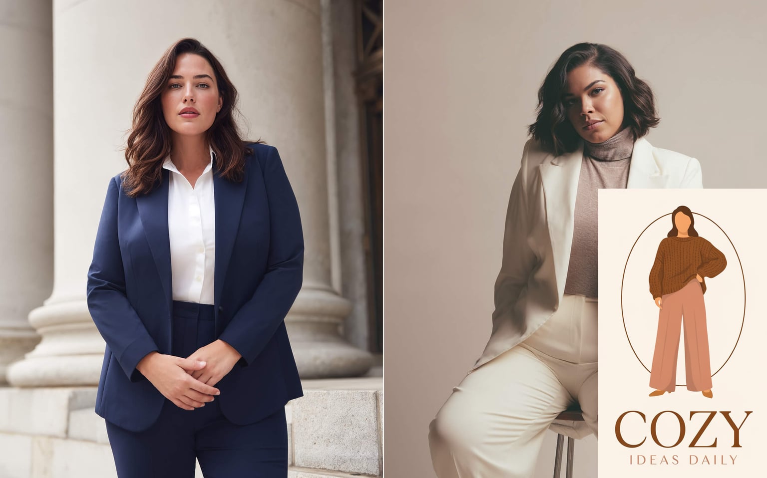 Business Casual Plus Size Pant Suits
