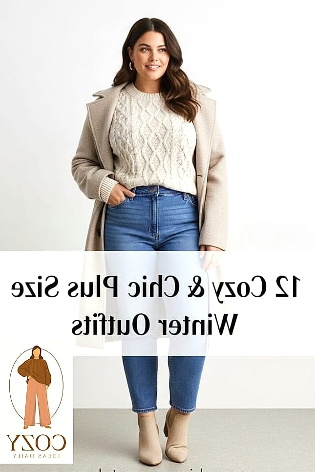 24 Plus Size Looks For Winter That Are Absolutely Stunning 7 Cable Knit Sweater Dress With Tall Boots