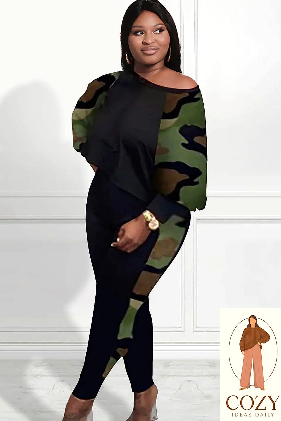 Camo Print Cargo Pants and Crop Top
