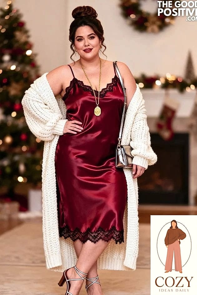 Cardigan Layered Over a Slip Dress