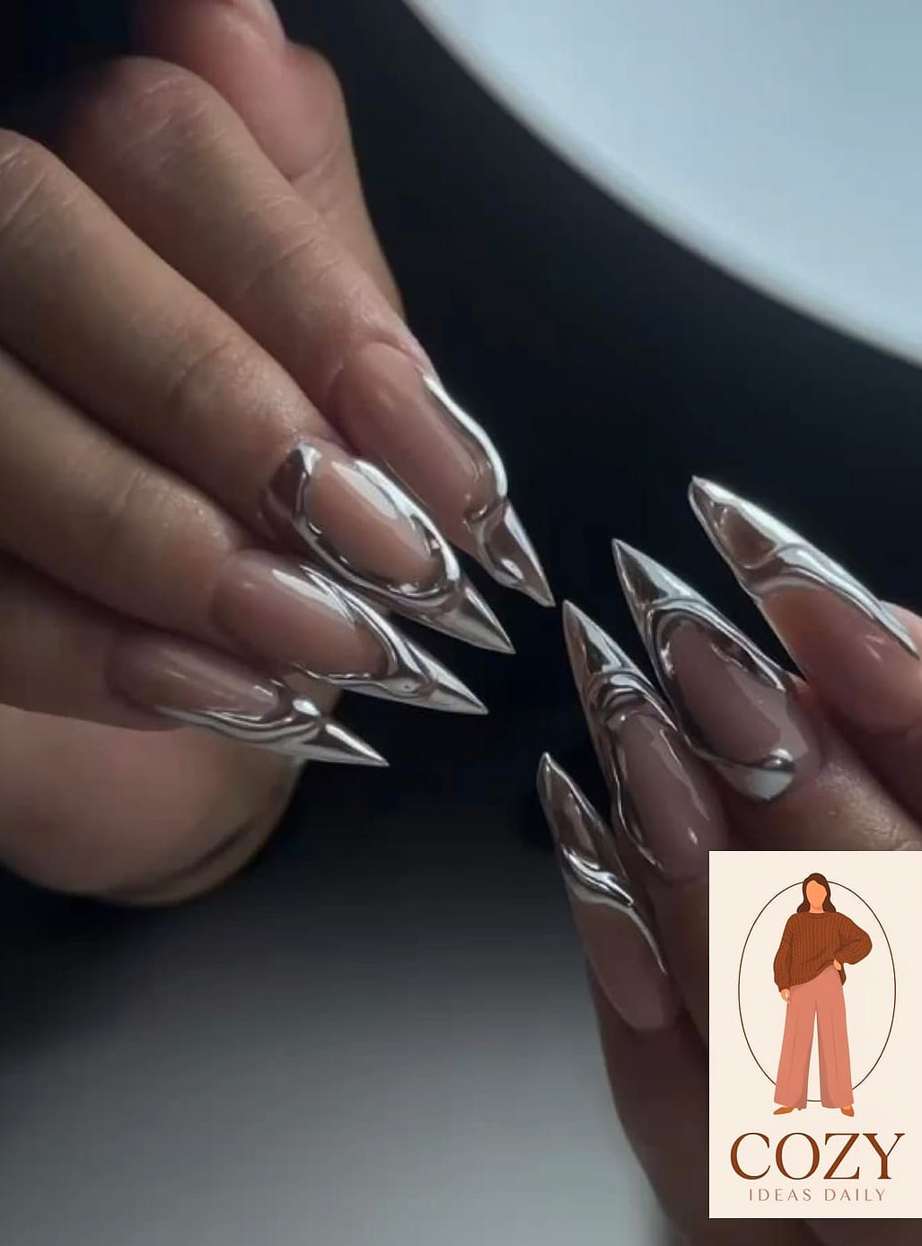 Chrome Nails And A Slip Dress