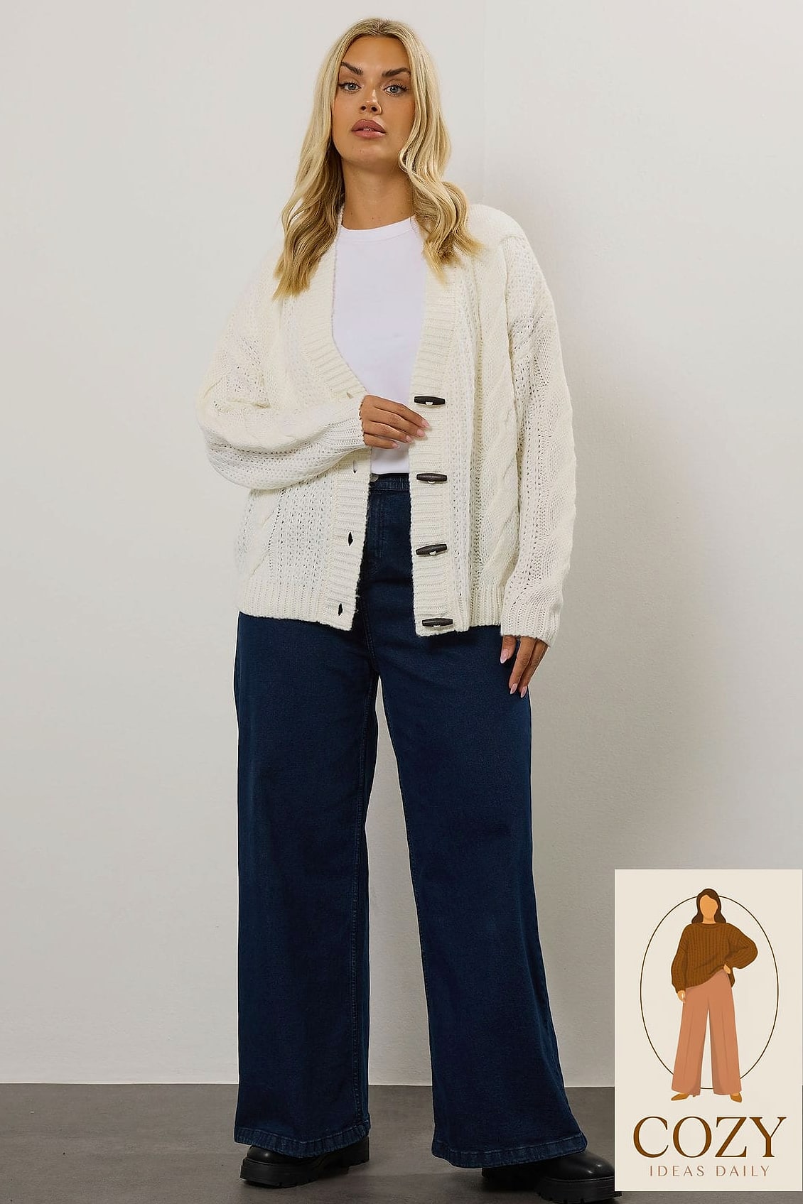 Chunky Knit Sweater and Straight-Leg Jeans