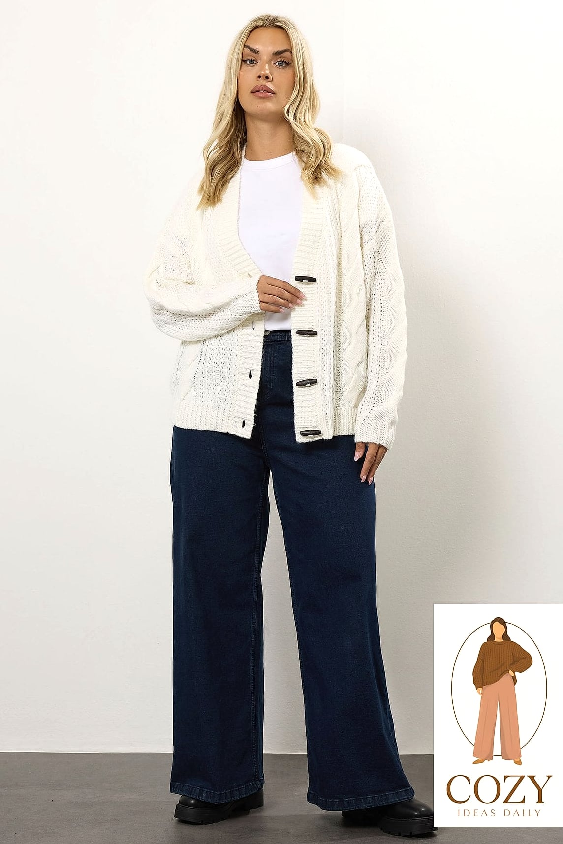 Chunky Knit Sweater With Tailored Trousers