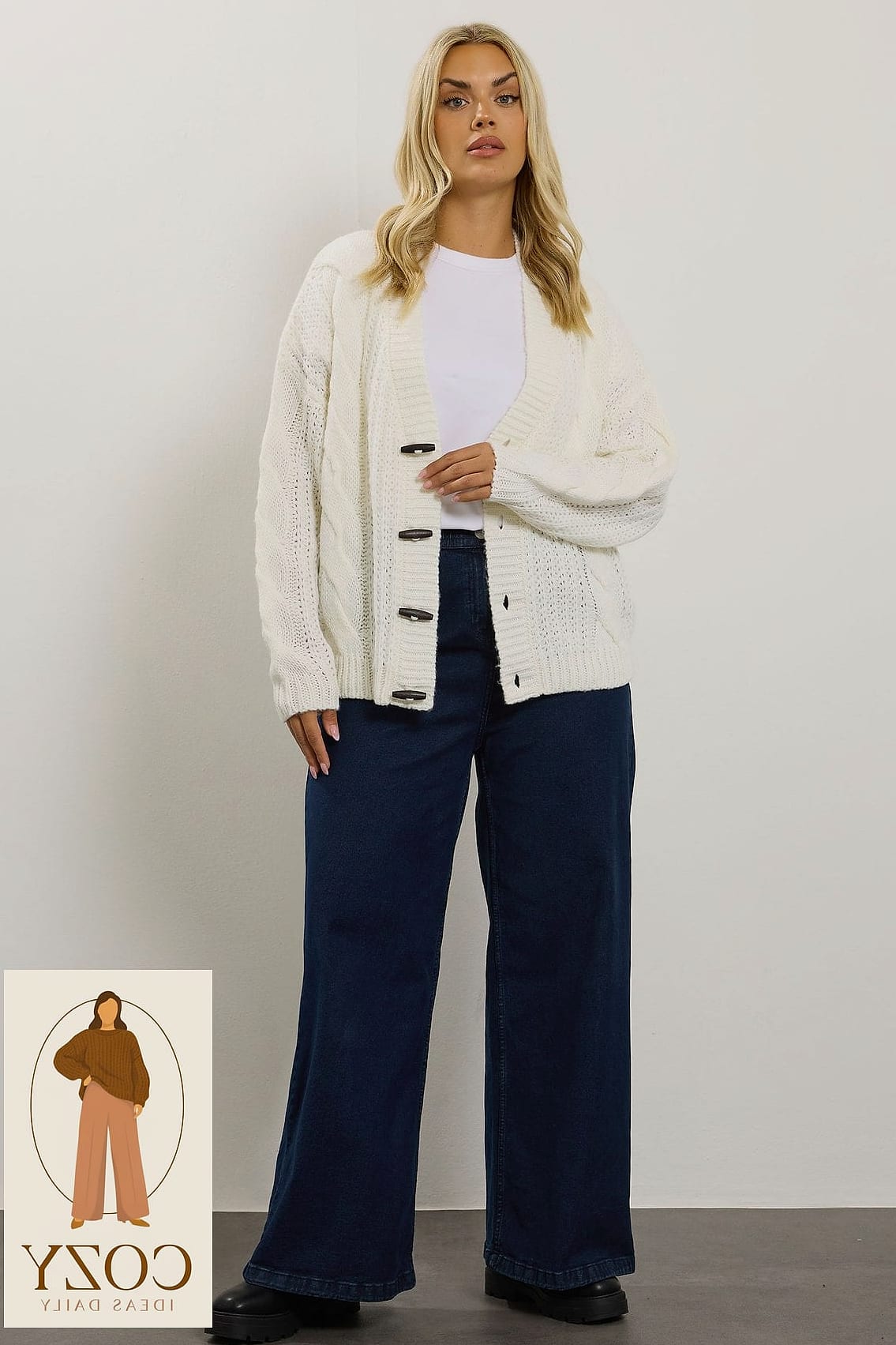 Chunky Knit Sweater and Tailored Trousers
