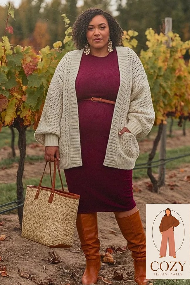 Chunky Knit Sweater and Midi Skirt