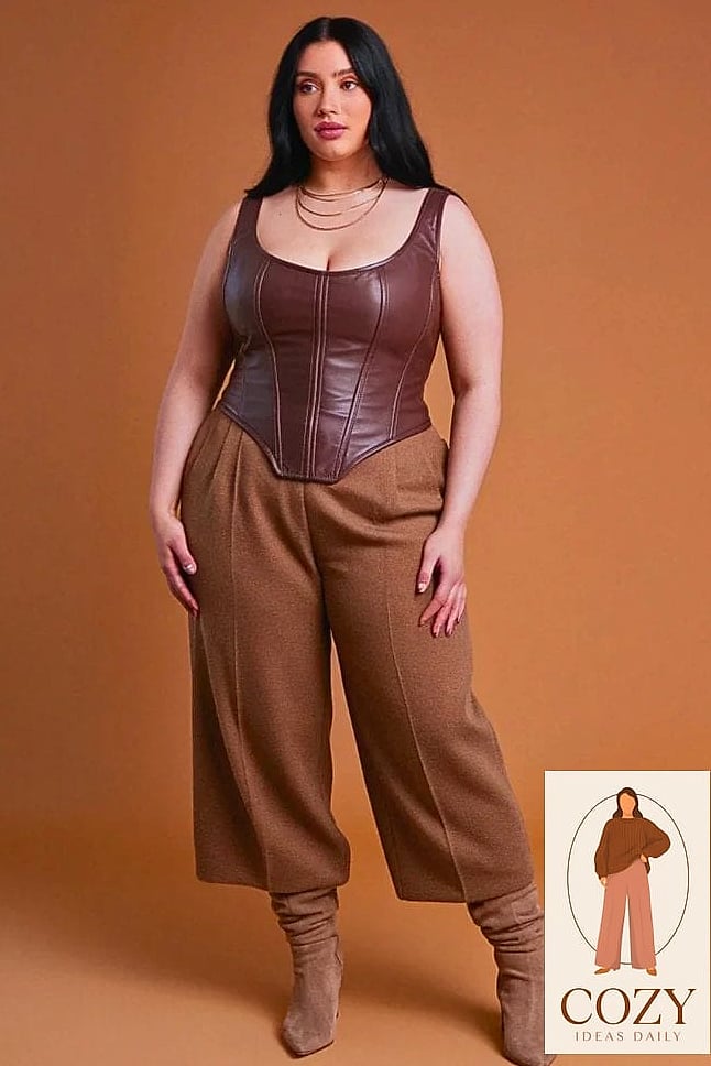 Corset Top and Wide-Leg Trousers