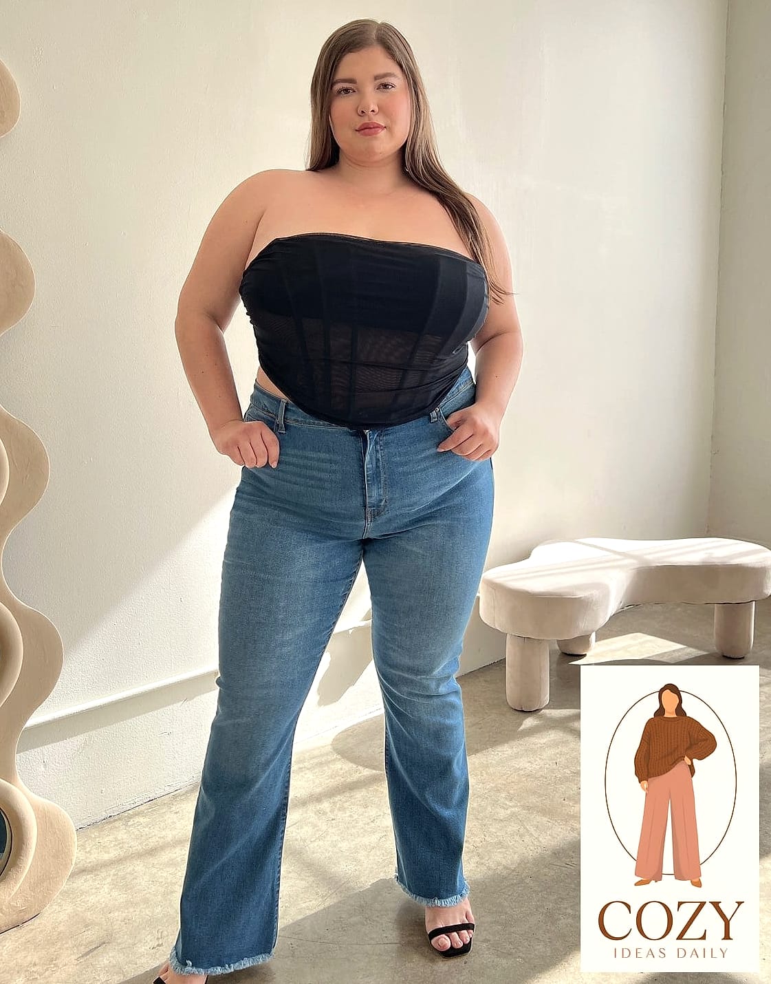 Corset Top Tucked Into Tailored Pants