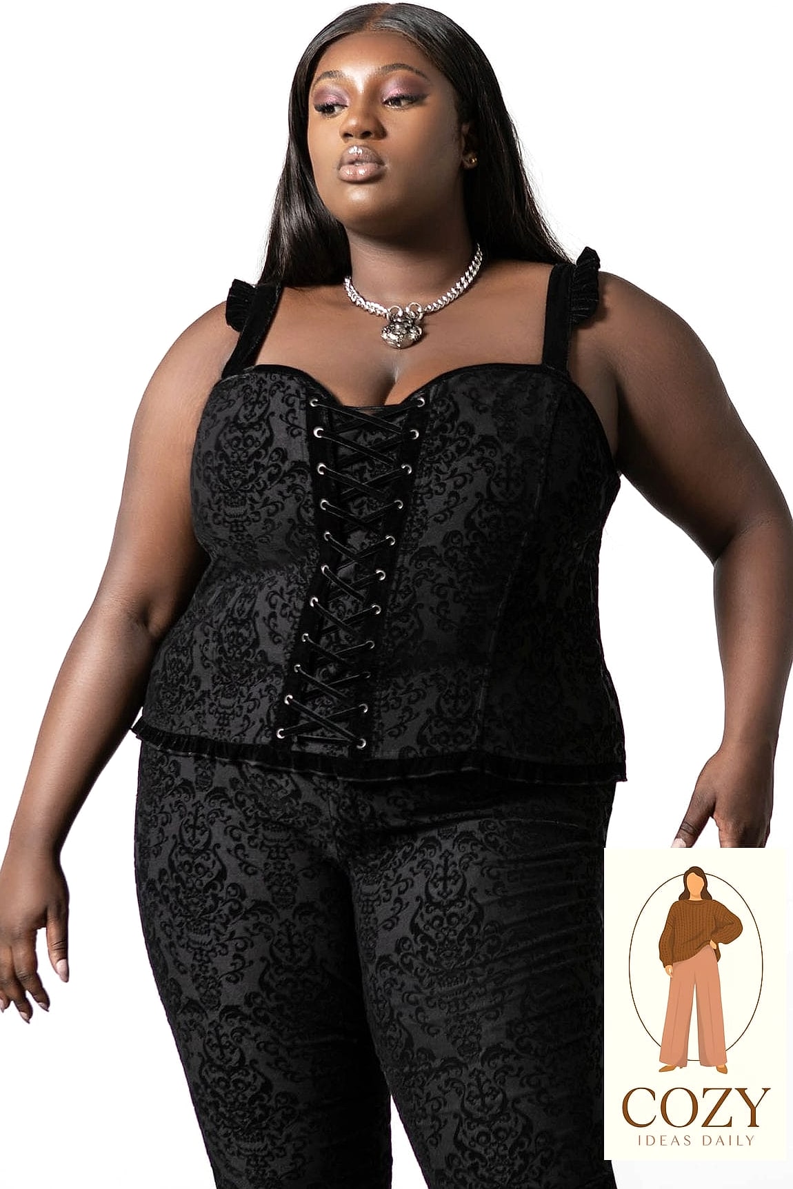 Corset Top with Wide-Leg Trousers