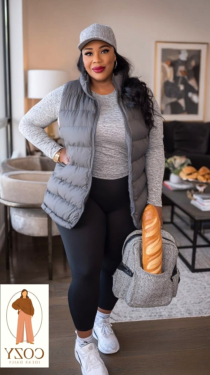 24 Plus Size Looks For Winter That Are Absolutely Stunning 16 Cropped Puffer Jacket With High-Waisted Jeans