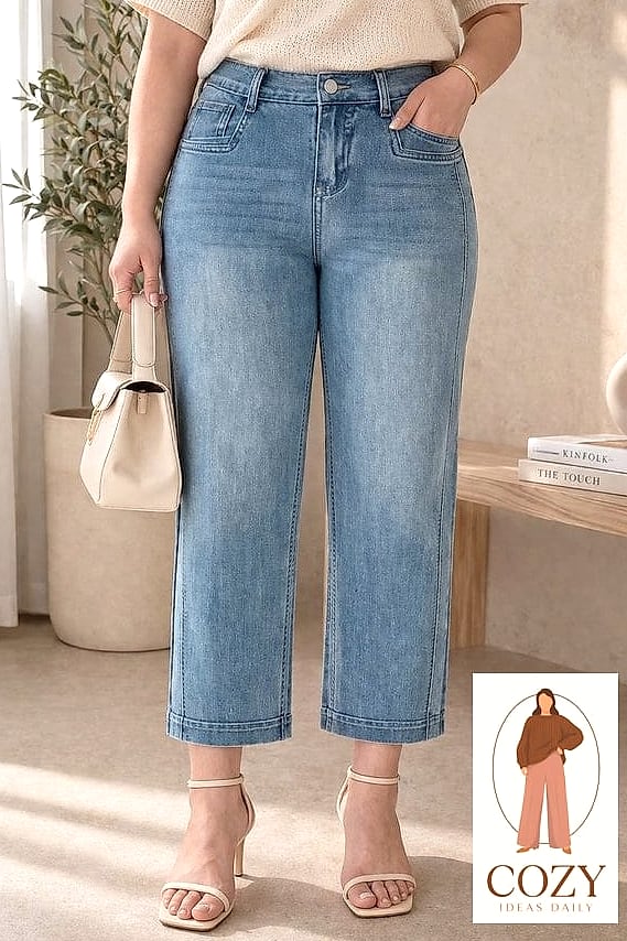 Cropped Straight Leg Jeans For Warmer Days