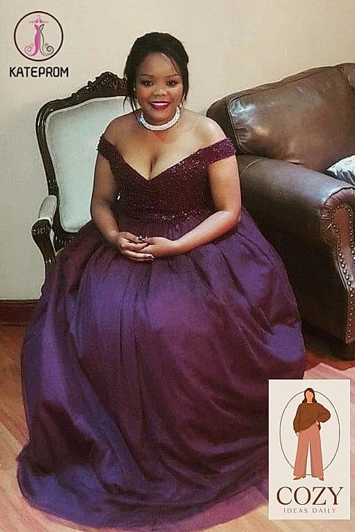 The Deep Plum Velvet Off Shoulder Dress