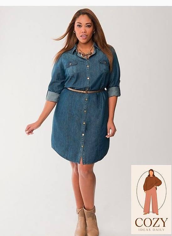 27 Plus Size Work Dresses That Are Going Viral on Pinterest Right Now 16 Denim Shirt Dresses for Casual Fridays
