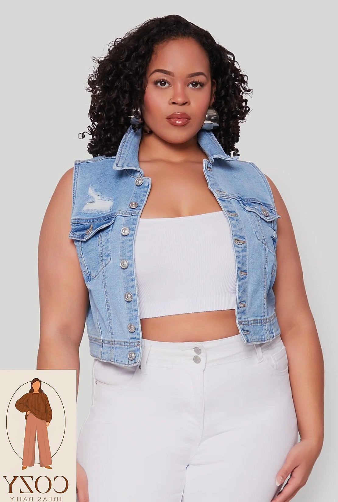 The Denim Vest and Slip Dress Combo