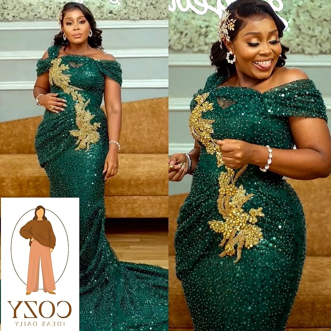 Emerald Green Velvet Gown
