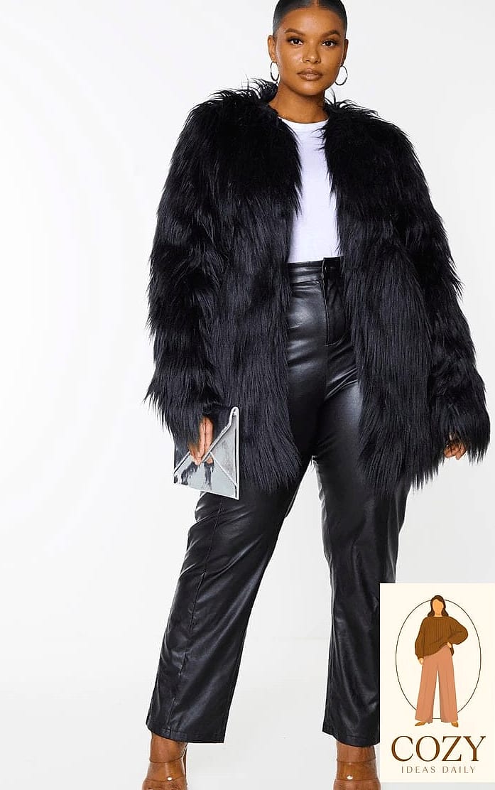 Faux Fur Coat Over Loungewear