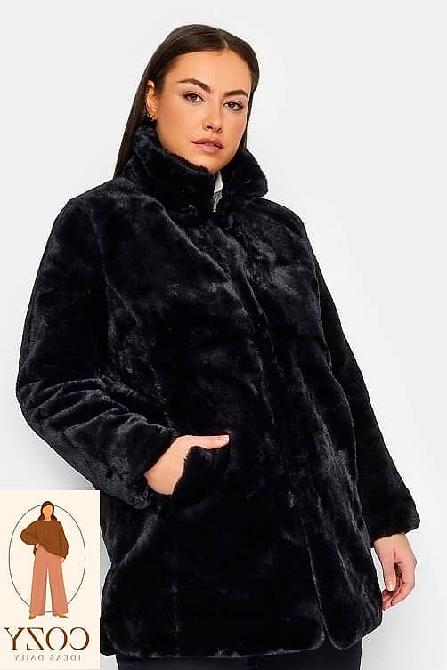 Faux Fur Stole Over a Cocktail Dress