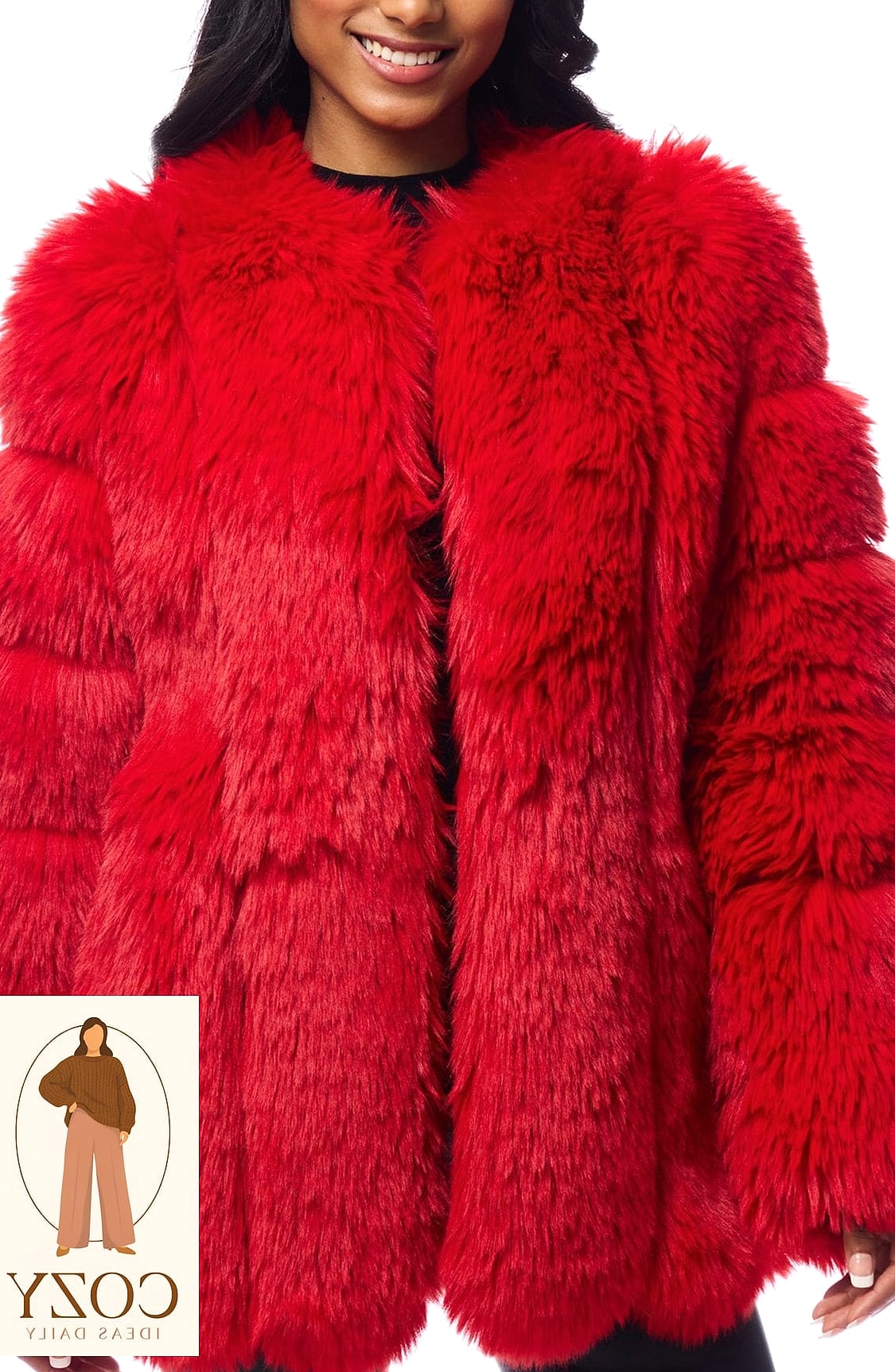 Faux Fur Jacket Over a Simple Dress