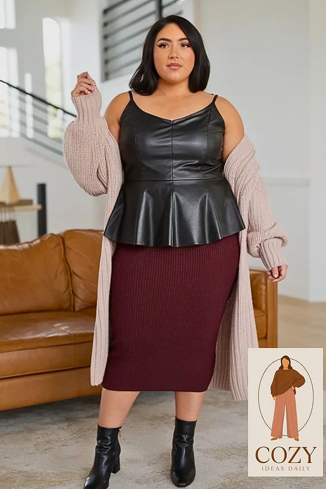 Faux Leather Skirt and Turtleneck