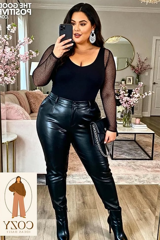 Faux Leather Leggings With An Oversized Sweater