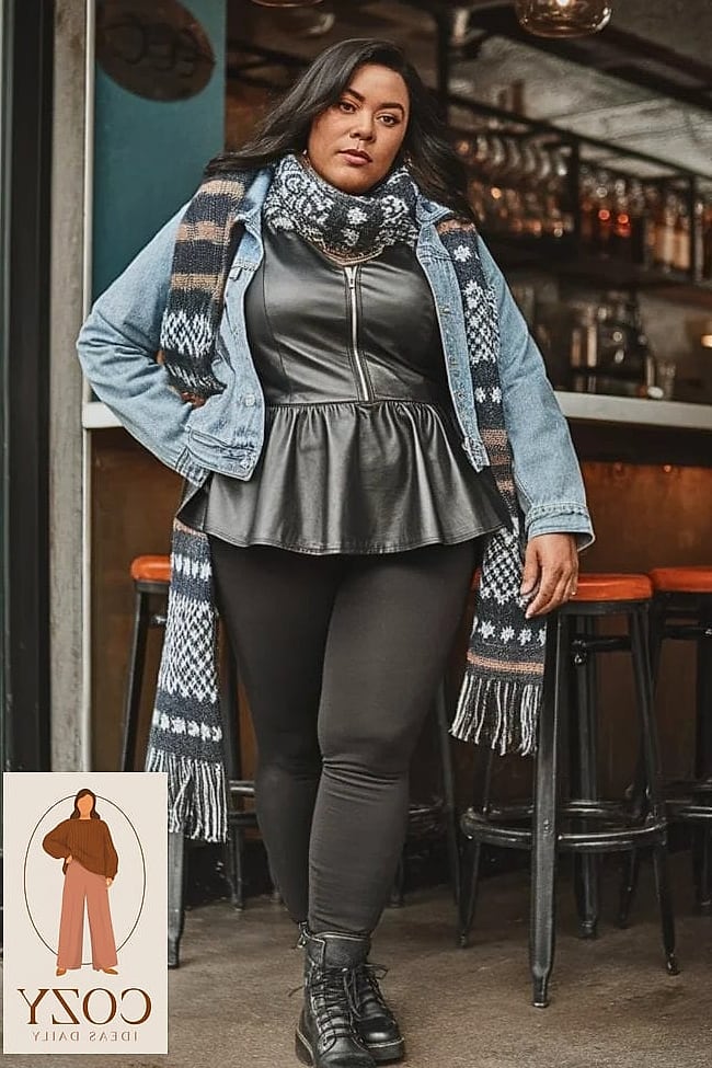 24 Plus Size Looks For Winter That Are Absolutely Stunning 4 Faux Leather Leggings and Oversized Blazer