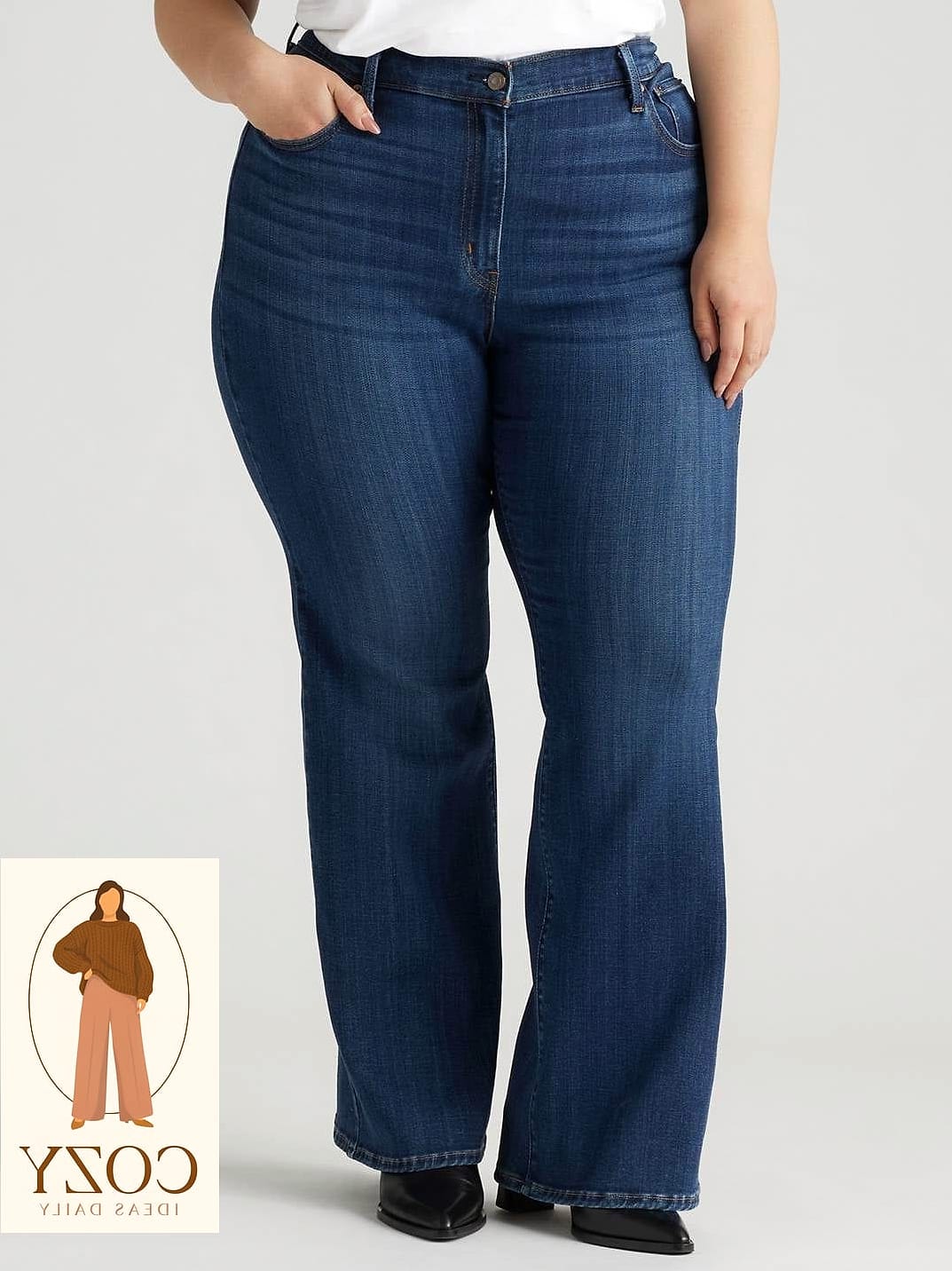 24 Plus Size Looks For Winter That Are Absolutely Stunning 20 Flare Jeans With a Fitted Sweater and Ankle Boots
