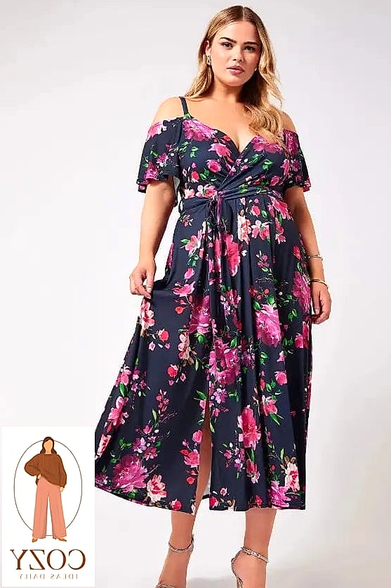 Floral Midi Dress with a Trench Coat