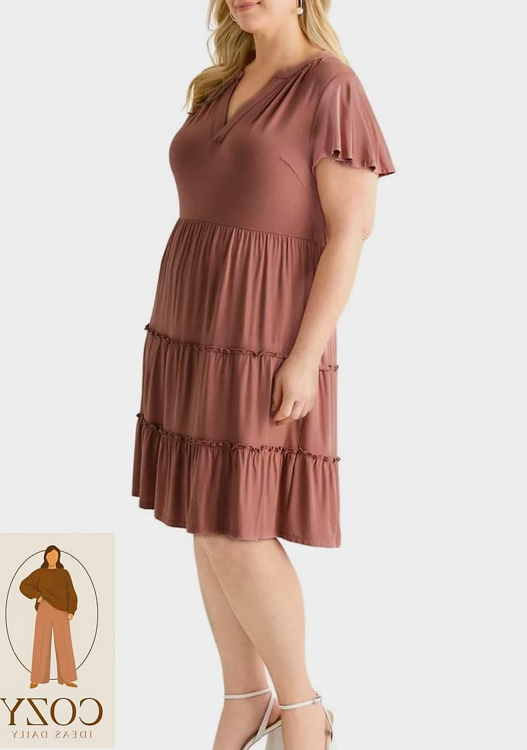 The Flutter Sleeve Midi in Camel