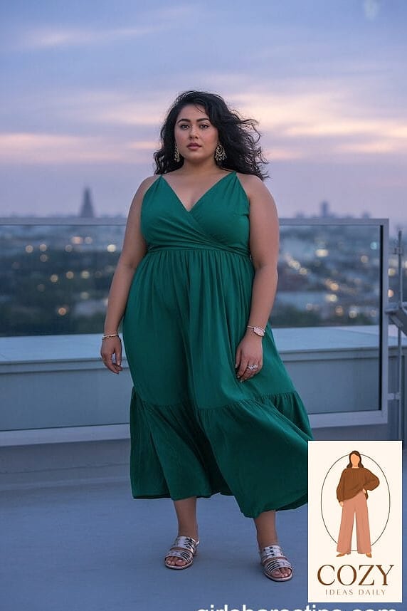 Forest Green Midi Dress and Gold Accessories