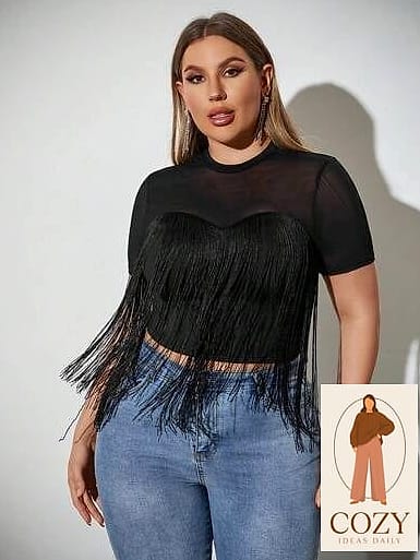 Fringe Top with High-Waisted Denim