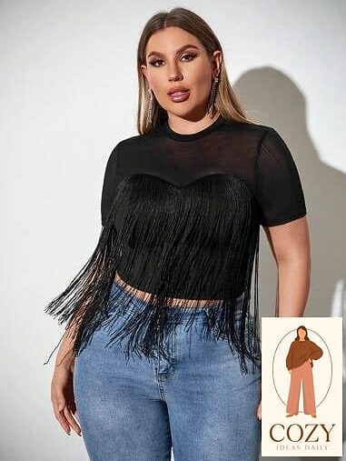Fringe Top and Denim Shorts