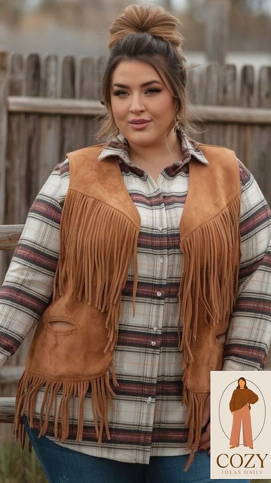 Fringe Vest Over a Graphic Tee