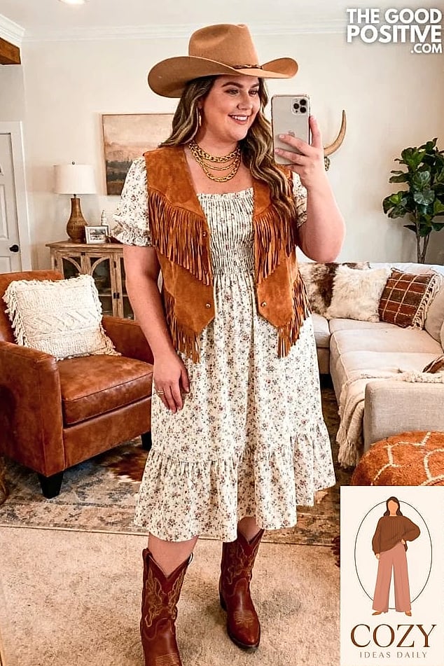 Fringe Vest Over a White Tank