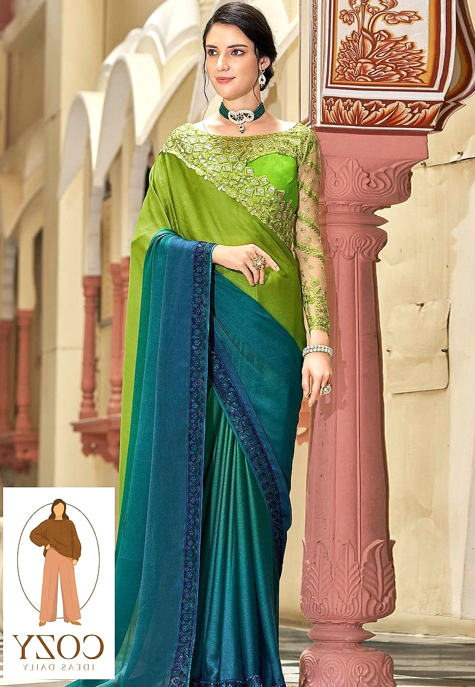 Half-and-Half Saree for Visual Balance