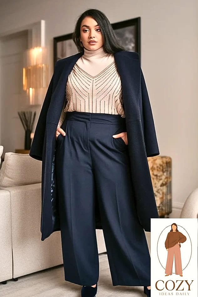 High-Waisted Trousers and Bustier Top