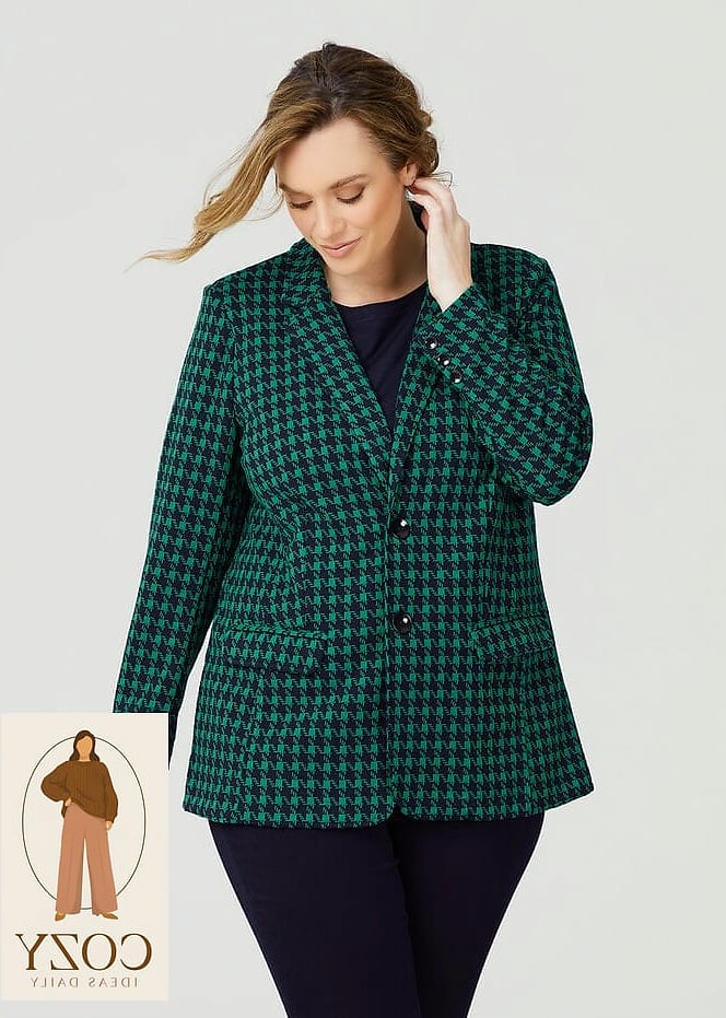 Houndstooth Blazer Over Jeans