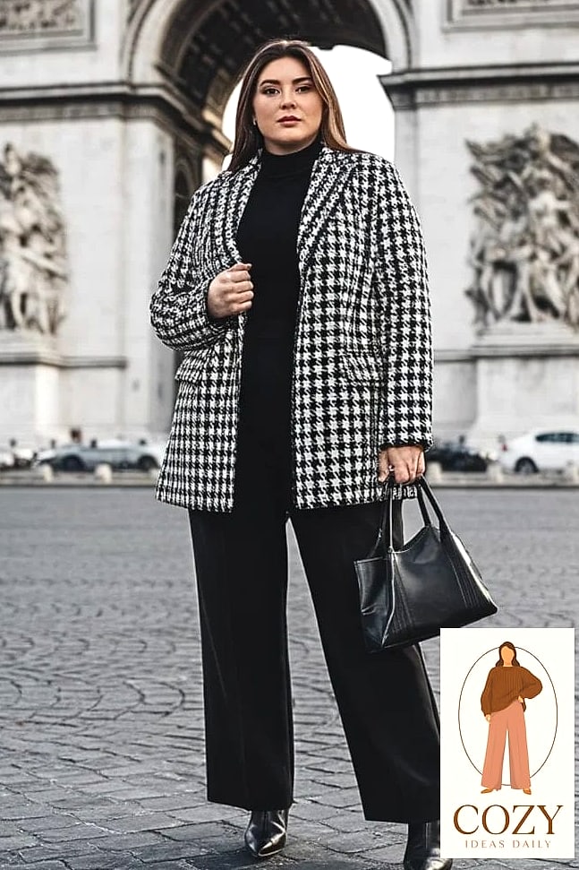 Houndstooth Coat Over a Simple Dress