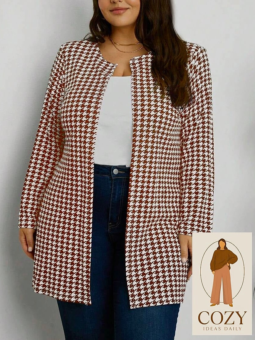 Houndstooth Print Blazer with Jeans